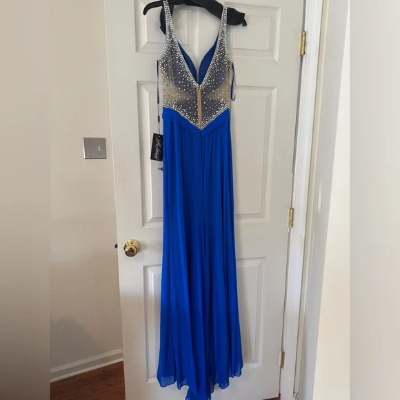 NEW W TAGS La Femme Electric Blue Prom Dress - Picture 4 of 5